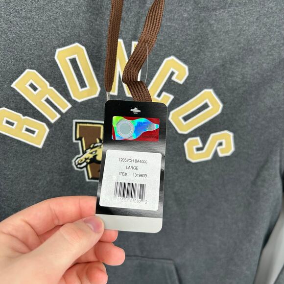 NWT Men's Grey Brown NCAA Western Michigan Broncos Hoodie Sweatshirt Sz Large - Picture 4 of 8